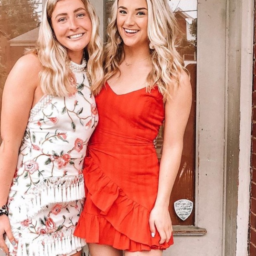 Red wrap dress